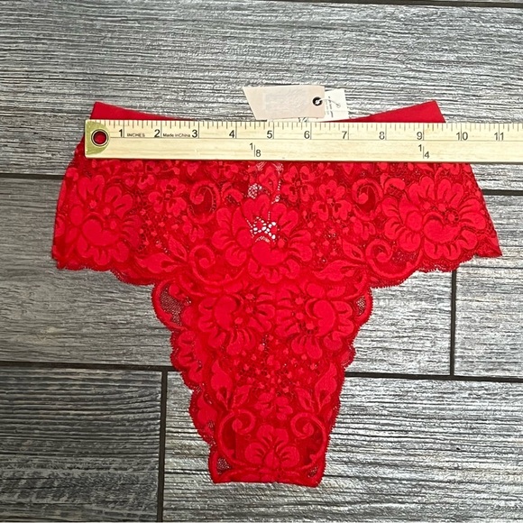 NWT $58 Free People X HAH Spin Me Panties XS Siren Red Lace X-Small High Rise - Picture 4 of 11